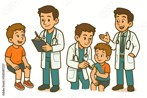 Healthcare professionals administering vaccinations to children, promoting health and wellness for a brighter future.
