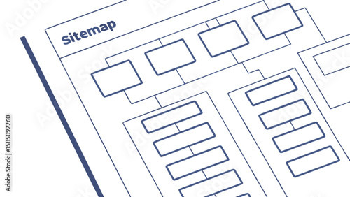 A sitemap diagram with rectangular boxes connected by lines illustrating hierarchical organization of content