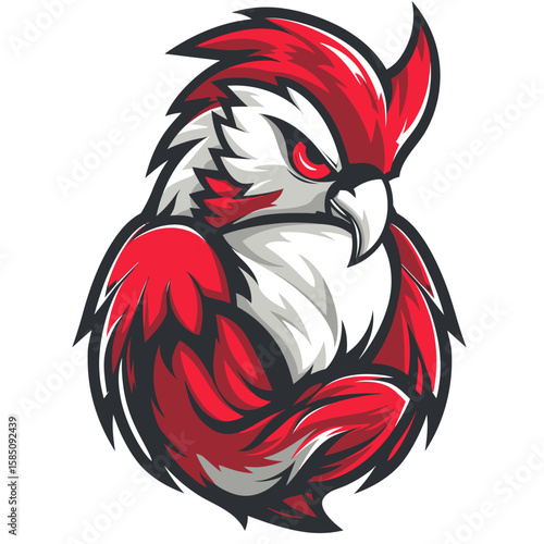 Wallpaper Mural Aggressive red and white stylized owl graphic design. Torontodigital.ca