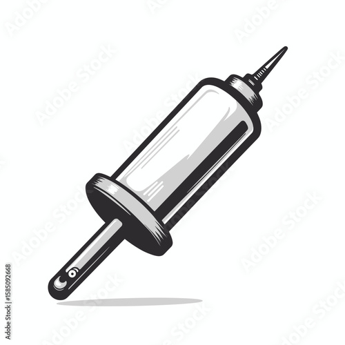 Manual glue dispenser icon – black and white illustration of a hand tool for applying adhesive or sealant in construction or repair work