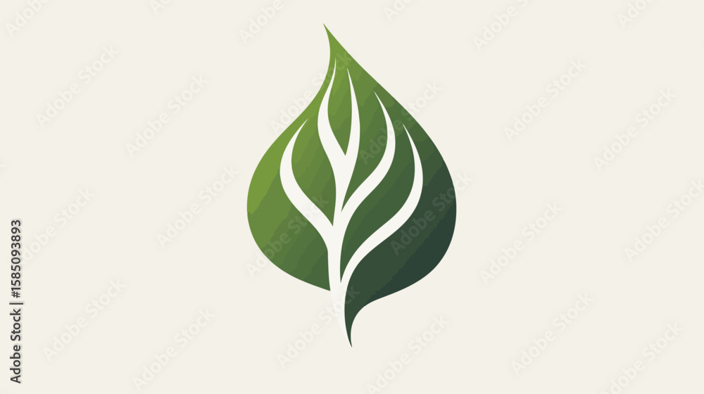 Fototapeta premium Abstract stylized green leaf design, gradient, nature symbol, eco-friendly logo.