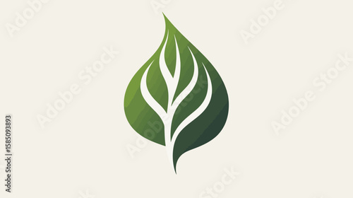 Abstract stylized green leaf design, gradient, nature symbol, eco-friendly logo.