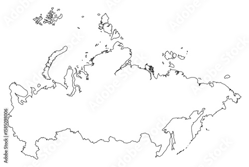 Black Outline Russia Map Europe Country