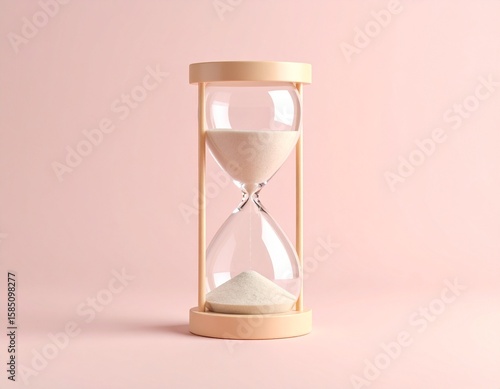 Modern Hourglass with Soft Beige Frame on Pink Background