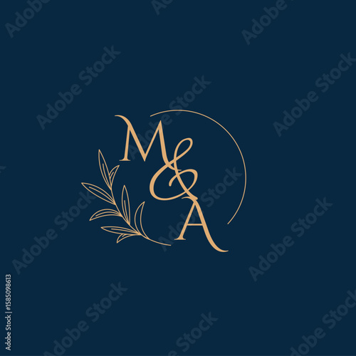 MA Initial Wedding Monogram Logo with Minimalistic Style