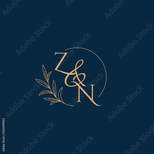 ZN Initial Wedding Monogram Logo with Minimalistic Style