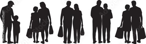 Silhouettes of people walking and standing together black white vector, isolated on white background, cutout, png, clipping path, transparent, image, download, 2025,2026 download