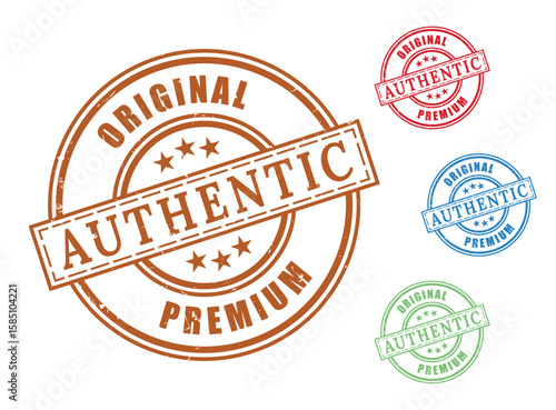 Authentic Original Premium Label Pack, Grunge Rubber Quality Assurance Stamp Vectors  