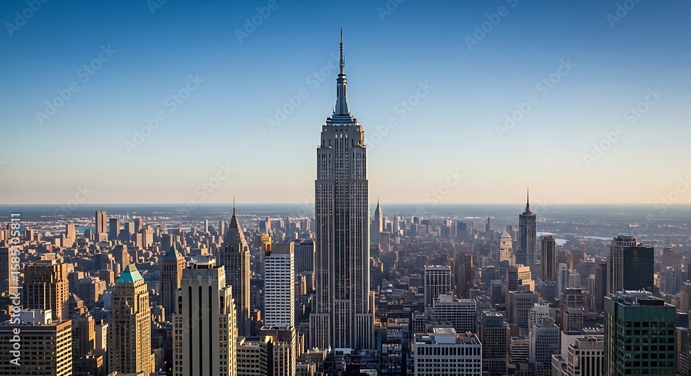Naklejka premium City Skyline Aerial View with Tall Buildings at Daytime