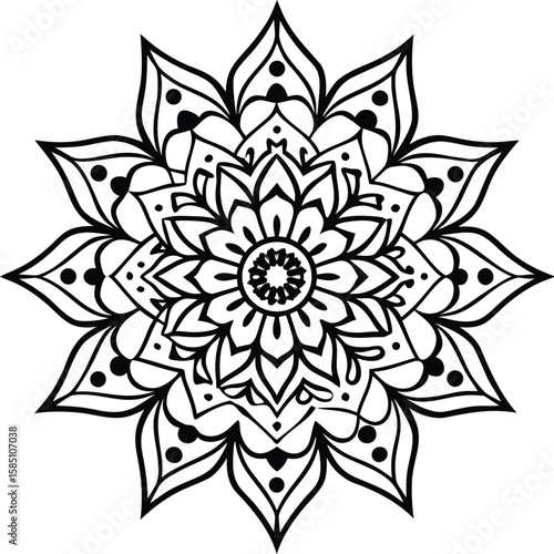 Black and White Mandala Flower Vector Set – Decorative Geometric Floral Designs