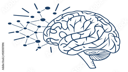Illustration of a human brain with a neural network, representing cognitive processes.