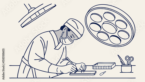 Surgeon performing a delicate surgical procedure in an operating room.