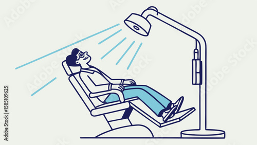Person receiving light therapy treatment for seasonal affective disorder (SAD).
