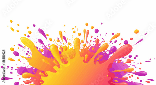 Vibrant splash of colorful paint erupting outwards, creating a dynamic visual effect.