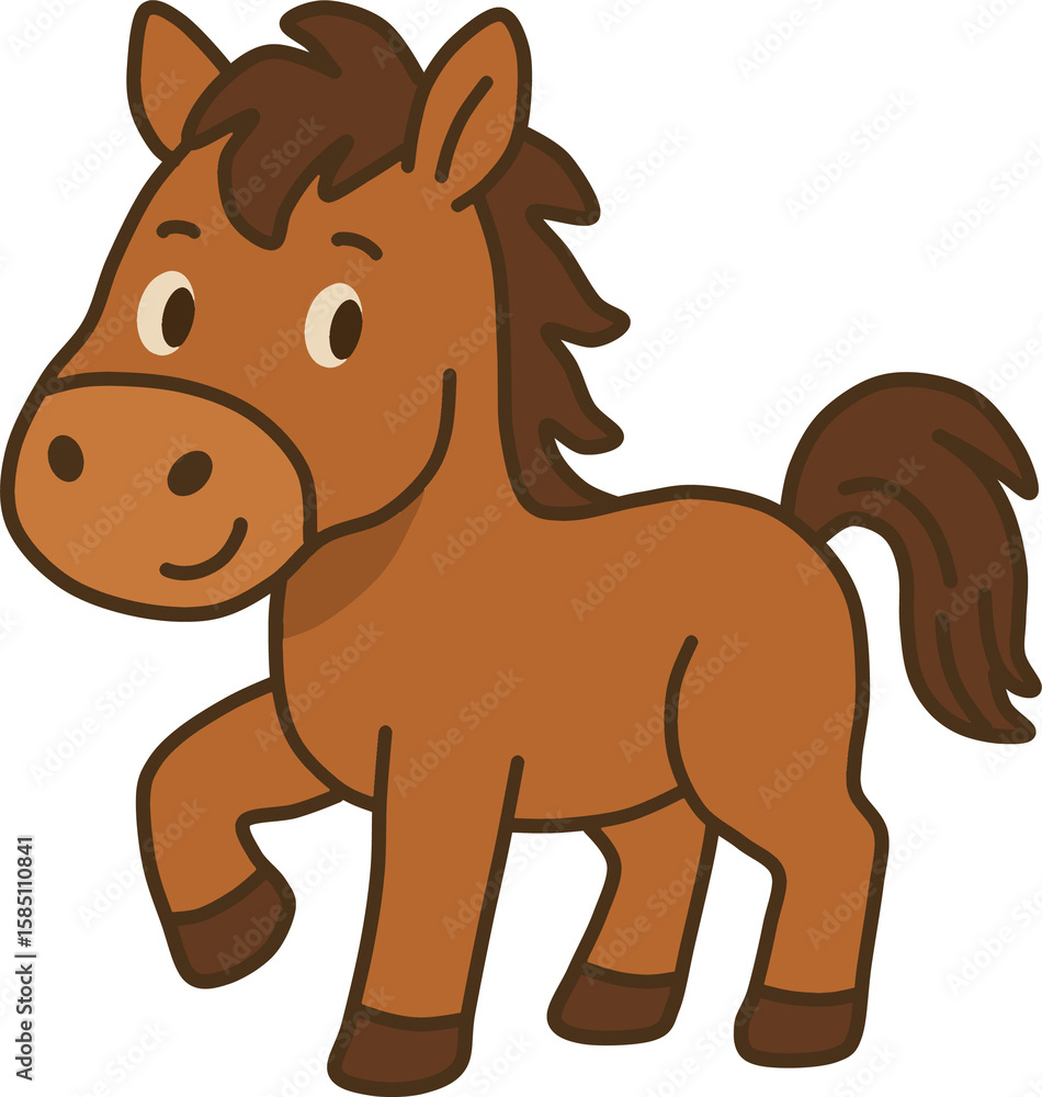 Obraz premium Cute Horse Character Illustration Set 귀여운 말 캐릭터 일러스트 세트
