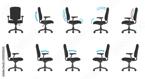 Ergonomic office chair adjustments diagram for ideal comfort and support