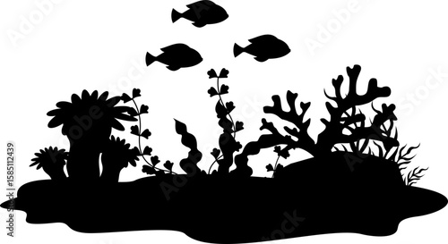 Underwater World Sea Bottom Silhouette