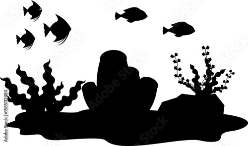 Underwater World Sea Bottom Silhouette