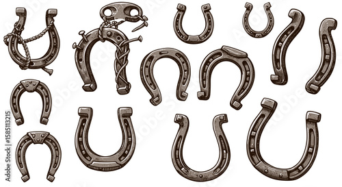 Vintage horseshoe collection for good luck and rustic charm