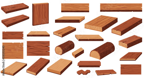 Diverse wooden plank collection for construction and design projects