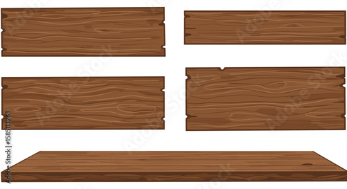 Collection of wooden plank designs with texture and dark edges