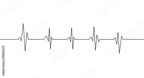 Minimalist heartbeat line art on white background for medical themes