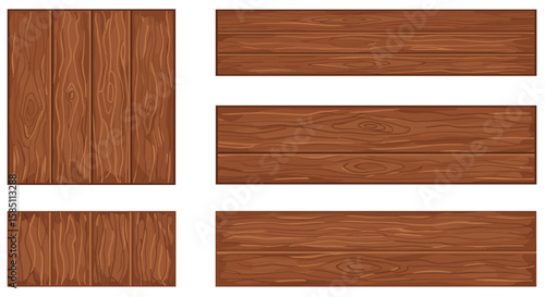 Wooden plank set with detailed texture patterns for design projects
