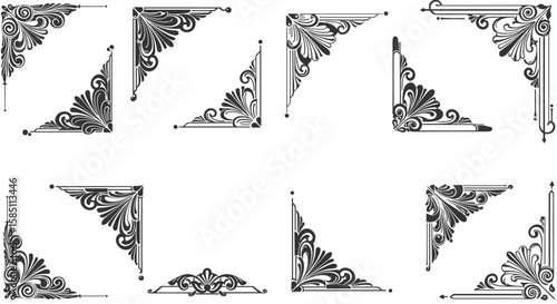 Elegant ornamental corner designs with vintage flourishes for classic decor