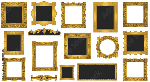 Intricate gold frame collection for elegant decor and design projects