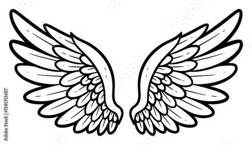Angel Wings Outline Illustration
