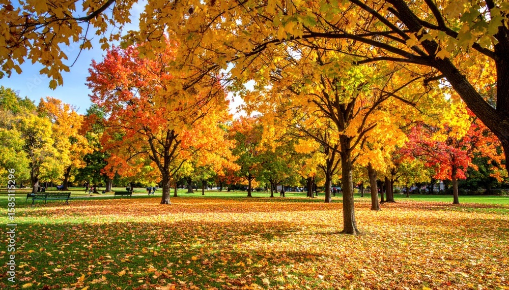 Autumnal splendor: A breathtaking park scene bathed in vibrant fall colors Autumnal splendor: A breathtaking park scene bathed in vibrant fall colors