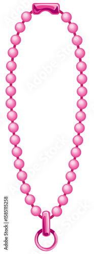 シンプルなボールチェーンのジョイント金具付きベクターアイコンイラスト(Simple Ball Chain Vector Icon Illustration with Connector Fittings)