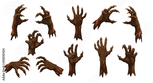 Creepy zombie hands collection for halloween designs and horror themes