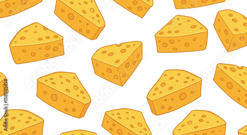 Cheese pattern seamless background with cartoon yellow cheese wedges