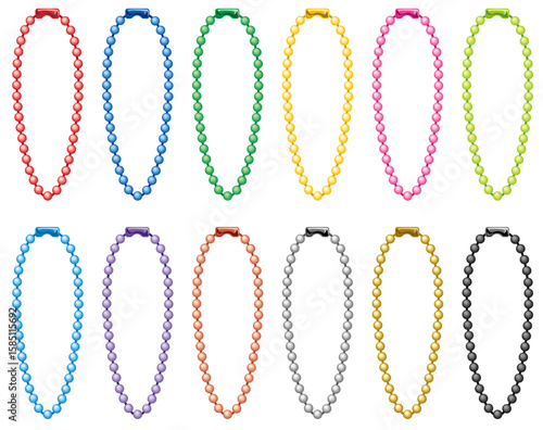 カラフルでシンプルなボールチェーンのベクターアイコンイラストセット(Colorful and Simple Ball Chain Vector Icon Illustration Set)