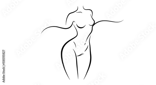 Elegant minimalist female silhouette with graceful curves