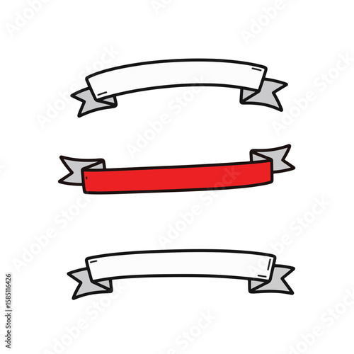 Free Download Minimalist design of black and white ribbons with red accent, artistic simplicity - GFXLoad