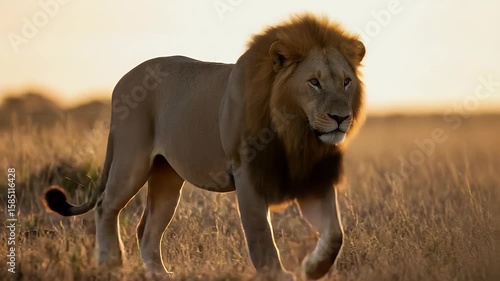 Wallpaper Mural Majestic African Lion at Golden Hour: A Serengeti Sunrise Torontodigital.ca