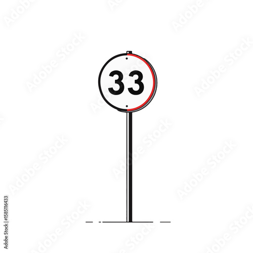 Minimalist speed limit sign design concept on white background, traffic safety