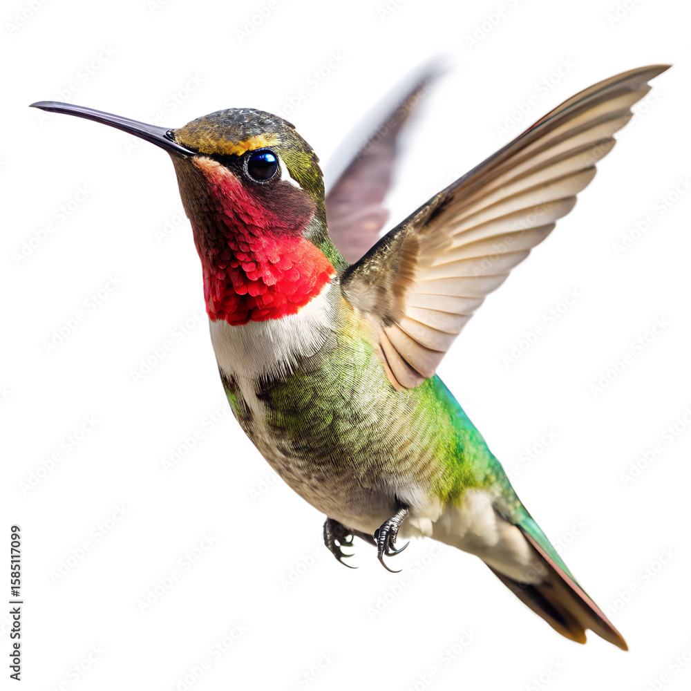 Naklejka premium Hummingbird flying isolated on transparent background