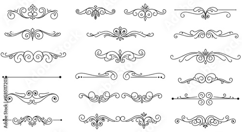 Elegant swirl dividers and borders set for decorative design projects