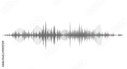 Monochrome soundwave pattern with reflection on white background