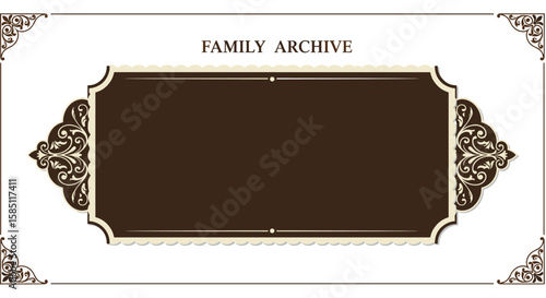 Elegant vintage frame design for family archive label in ornate style
