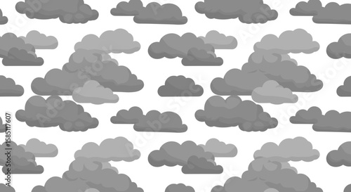 Seamless pattern of gray clouds with overcast sky texture