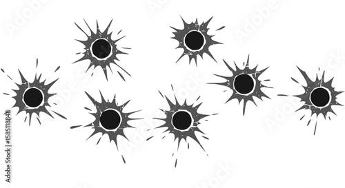Grunge bullet hole design elements on white background