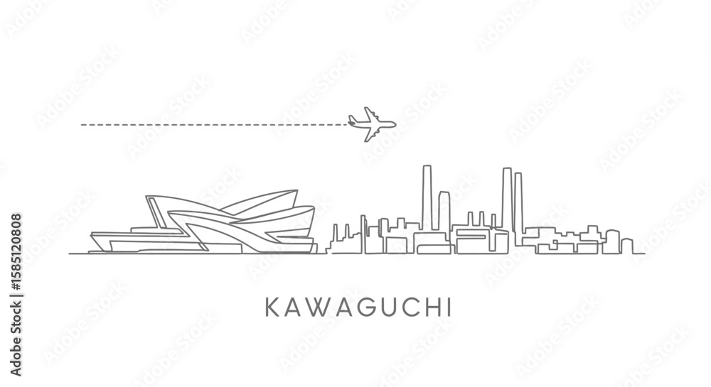 Obraz premium Kawaguchi City Skyline Minimalist outline.