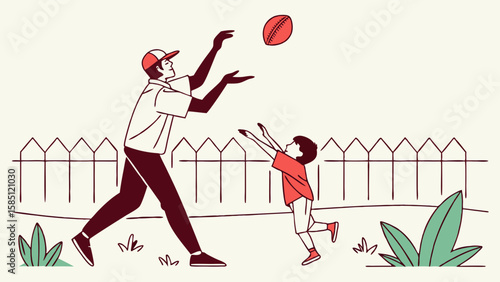 Daddy and little son playing baseball