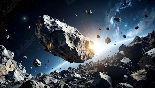 Wallpaper Mural Asteroid field near a planet Torontodigital.ca