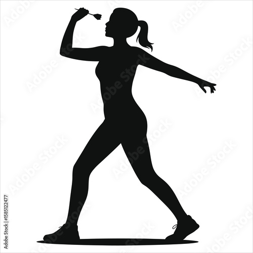 Female Javelin Thrower Silhouette - Athlete Sport Training Vector Art.