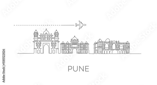 Pune Skyline India Travel Landmark Airplane.